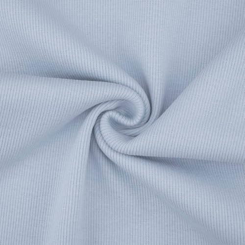 Bündchenstoff Alina, leicht gerippt, Schlauchware, uni hellblau (Länge am Stück: ab 25cm x Breite: 28cm/56cm)