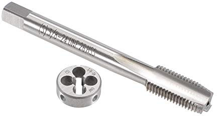 sourcing map 3/8-24 UNF Tarauds et Filières Ensemble HSS Machine Filetage Robinet Rond Filetage Filière Main Droite