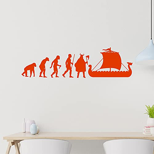 Wikinger Schiff Evolution Wandtattoo Wandaufkleber Wall Sticker - Dekoration, Küche, Wohnzimmer, Schlafzimmer, Badezimmer