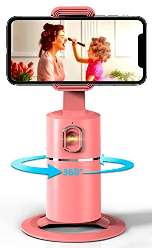 Handyhalterung für Smartphone,360 ° Drehbar Gesichts Tracker【Keine APP Erforderlich】 Selfie Stick,Geeignet Handyhalter für iPhone Android Live Broadcast/Video/Vlog Handy Ständer Pink…