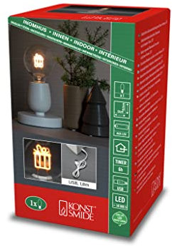 Konstsmide LED Tischleuchter Geschenk, weiß, mit 6h Timer, 1 bernsteinfarbene Diode, batteriebetrieben, Innen - 1814-200