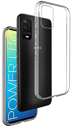 REY Cover in Gel TPU Trasparente per WIKO Power U20 - U10, Ultra Sottile 0,33 mm, Morbido Flessibile, Custodia Silicone