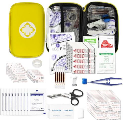 First Aid Kit Car Home Emergency Essential Kit - 275Pcs Basic Hiking Supplies Survival Gear First Aid Kits Camping Backpacking Sports Yellow YIDERBO