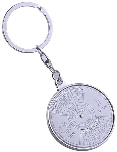 10 cm langer 50-Jahre-Kalender-Design-Schlüsselanhänger, flacher Spaltring, bequem und umweltfreundlich, mittelgroß, andere Edelsteine, Wie abgebildet, M