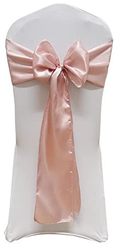 iEventStar Satin Sash Sashes Chair Bow Bows Cover Wedding Banquet Party Chair Decoration (Rose Pink, 10)