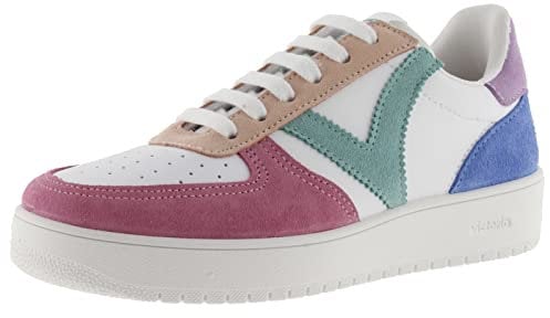 Victoria Basket Basse Madrid Effet Cuir & Pièces Multicolores en Croûte De Cuir 1258214 pour Femme Rosa 39