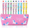 OFFCUP Einhorn Stifte Set, Unicorn Federmappe Mit 10 Gelstifte, Geschenke für Mädchen und Jungen, Schreibwaren Set für Geburtstag, Rosa