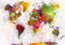 wandmotiv24 Fototapete Weltkarte Aquarell Grafitti, 400 x 280 cm - selbstklebende Strukturtapete, Wanddeko, Wandbild, Wandtapete, Welt, Karte, Bunt M1423