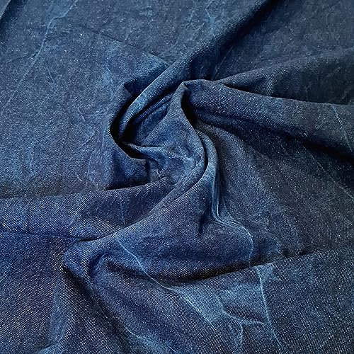 Batik-Denim, Jeansstoff mit Batikmuster, dunkelblau (14 oz), Breite: ca. 1,5 m, Meterware per 0,5 m