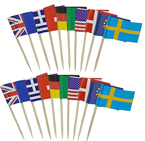 Zahnstocher Flaggen Länder,100 Stücke Flaggenpicker Land Flaggen Deko-Picker Kleine Zahnstocher für Party Kuchen Lebensmittel Käseplatte Vorspeisen