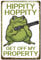 CREATCABIN Frosch-Warnschild Hippity Hoppity Get Off My Property Blechschild Wanddekoration Kunstmetallposter Vintage-Retro Aufhängen Eisen Malerei Schild Für Hausgarten Geschenke Dekorationen 30x20cm