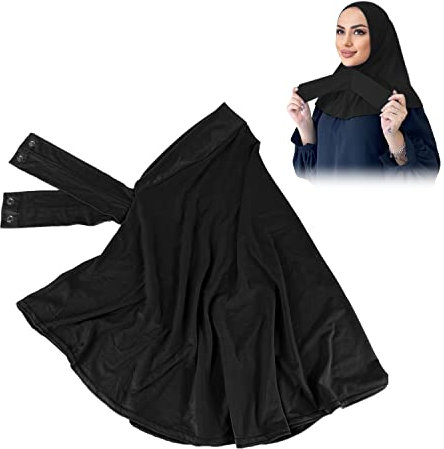 PFLYPF 1 Stück Schwarz Hijab Krawatte Knopf Muslim Schal Krawatte Praxis Hijab für Mädchen Damen, Schwarz , One size