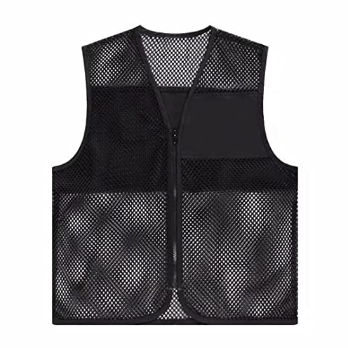 Pulcykp Atmungsaktive Netzweste für Aktivitäten, Arbeitsweste, Mäntel, V-Ausschnitt, lose Ärmellose Jacke, schwarz 2, L