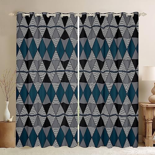 Tende per finestre triangolari con motivo geometrico a diamante, tende per finestre moderne geometriche per bambini, ragazzi e adolescenti, decorazione per camera da letto, set da 2 pannelli, 167 x