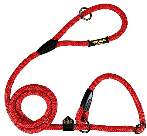 Laisse pour Chien en Corde avec Collier Matingale, Anti-Traction. 160M. Rouge
