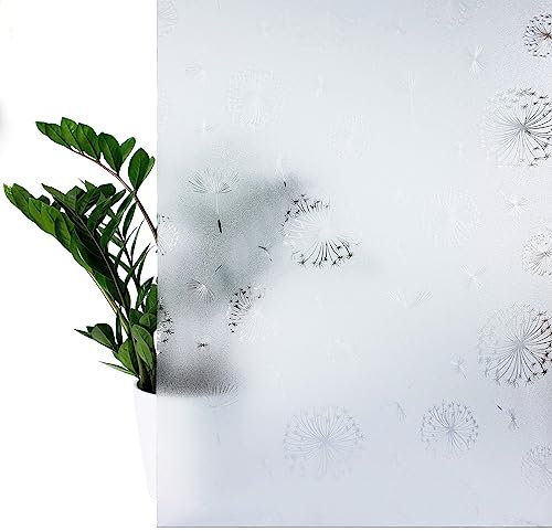 DecoMeister Fensterfolie statisch 45x150 cm | Sichtschutzfolie Fenster Milchglasfolie statisch haftend | Folie Fenster für Bad und Büro - Tageslicht genießen, Sichtschutz erhalten | Löwenzahn