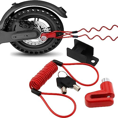 Voarge Lucchetto per monopattino elettrico, catena antifurto moto, accessori per scooter elettrico,ruote per bicicletta armadio con corda di promemoria, lucchetto scooter elettrico