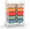 Giantex Carro de Almacenamiento con 10 Cajones Plásticos, Cajonera con 4 Ruedas 360°, 2 Bloqueables, 65,5 x 37 x 87 cm, Carrito Auxiliar para Salón, Dormitorio, Cocina, Baño (Matecolorido)