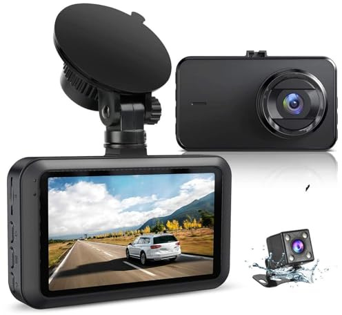 Dash Cam Front And Rear With SD Card FHD 1080P 3”IPS Screen Dual Camera Dash Cams DVR Car Driving Recorder 170°Wide Angle HDR