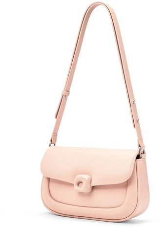 LA FESTIN Borsa a tracolla in pelle per donna - Borsa a tracolla con tracolla regolabile per uso quotidiano Borse firmate per donna con chiusura a fibbia (Martellante Rosa)