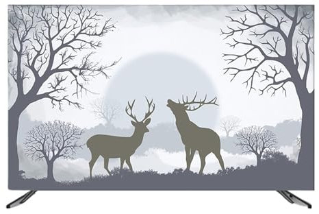 BuniQ Universal Tv Cover Protectors, Flat Plasma Lcd Tv Enclosure, Various TV Screens Televisions Protective for Moving Living Room (Color : Deer-F, Size : 65 inches)