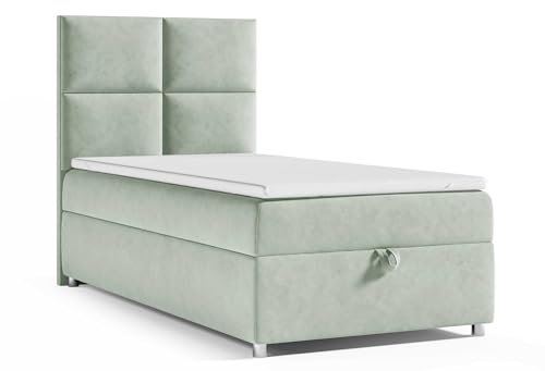 Best For Home Trinity K2 Boxspringbett 90x200 Single Bonellfederkern | Boxspringbett mit Matratze und Topper | Box spring bett mit Bettkasten | Einzelbett | Polsterbett mit Lieferung und Aufbauservice
