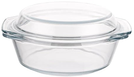 YAYODS Glas Auflaufform mit Deckel - 650 ML Kleine Auflaufform Runde - 17.5 cm Mikrowellengeschirr Glas mit Deckel Rund - Ofenfest Glasbräter mit Griffen für Obstsalat, Fleisch, Mikrowelle, Backofen