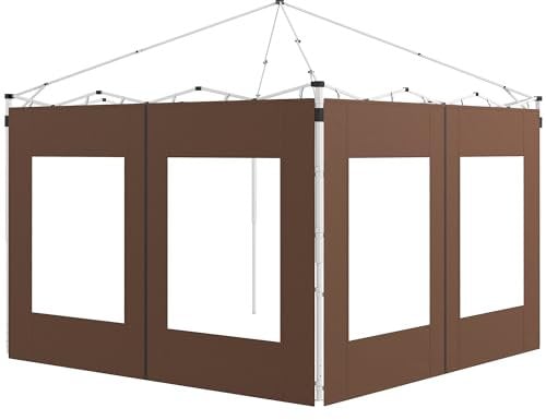 Outsunny Paredes Laterales para Carpa de 2 Paneles 295x195 cm Paredes Laterales de Repuesto de Tela Oxford con 2 Ventanas para Carpas de 6x3 m 3x3 m Marrón