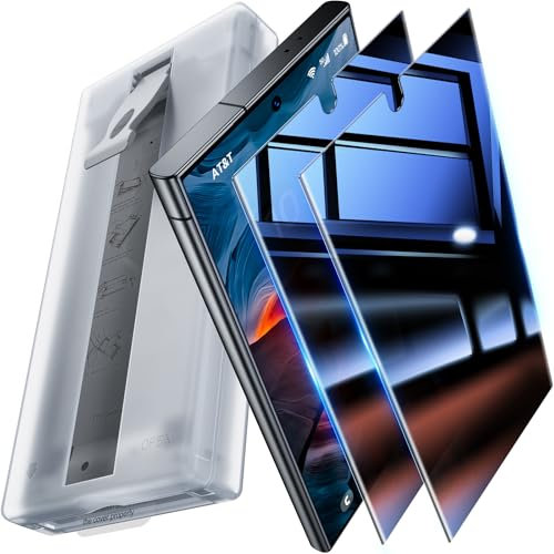 UniqueMe Premium Blickschutz für Samsung Galaxy S24 Ultra Schutzfolie Sichtschutz, Automatische Staubentfernung, 7H Vollständige Abdeckung Displayschutz Anti-Spy Blasenfrei Hüllenfreundlich, 2 Stück