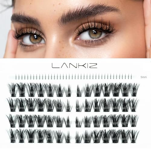 LANKIZ Manga Cluster Lot de 40 extensions de cils individuels, avec 40 faux cils inférieurs, naturels, volume C