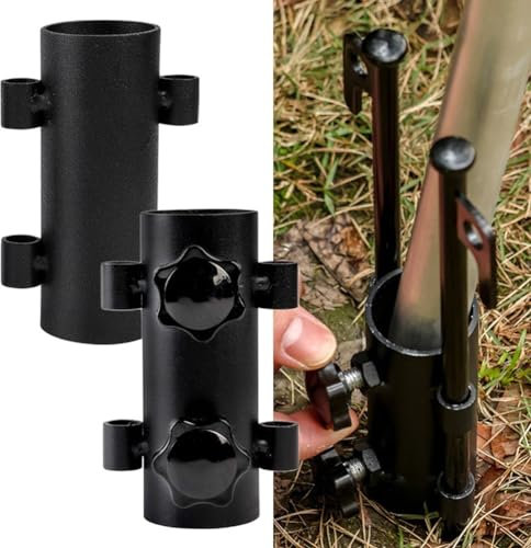 2 Pieces Iron Canopy Pole Fixer Tent Holder Outdoor Camping Tarp Iron Awning Rod Tube Kit for Hiking, Climbing, BBQ, Grill, Picnic(Adjustable)