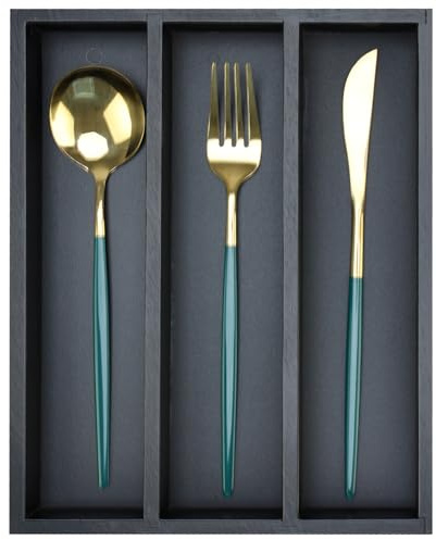 Small Silverware Drawer Organizer Kitchen Utensils Bamboo Cutlery Tray Narrow Flatware Organizer For Drawer Skinny Spoon Fork Holder Drawers Slim Silverware Tray Black Flatware Cutlery Organizer