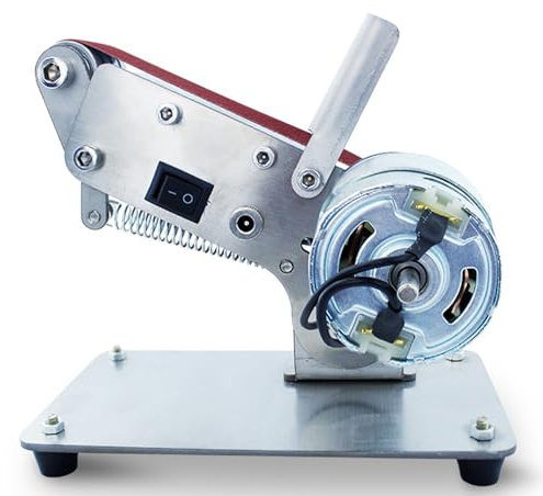 Mini Belt Sander Grinder Belt Machine, Electric Desktop Polishing Tool with 10 Sanding Belts for DIY Work - 7 Position Adjustable Workbench Sander