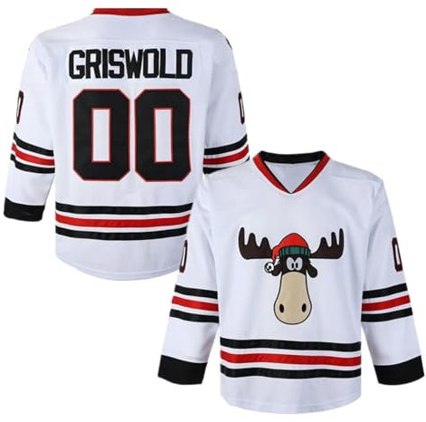 Herren Clark #00 Griswold Movie Hockey Jersey Stitched X-Mas Christmas Vacation, Weiss/opulenter Garten, XL