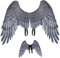 Ala de ángel para adulto Unisex Tamaño libre Pluma Realista Alas de ángel de Halloween Correa elástica para el hombro Disfraz de alas no tejidas para fiesta Cosplay Disfraz de ángel negro Alas de cosp