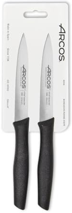 Arcos Serie Nova - Set de 2 Cuchillos Mondadores - Hoja de Acero Inoxidable NITRUM de 100 mm - Mango de Polipropileno Color negro
