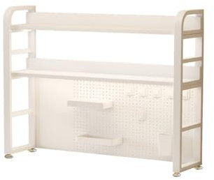 Etagere Rangement Bureau avec Panneau Perforé,Tole Perforée pour Support étagère Bureau,Desk Table de Gaming Extension,Kit Rangement Panneau Mural, pour Etabli Atelier Garage,Table de Bureau,Cuisine(W