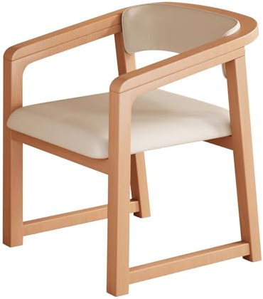 MARIYCH PU-Leder-Akzentstuhl, Mid-Century Modern Esszimmerstuhl-Sessel mit Massivholzbeinen, Freizeitstuhl für Wohnzimmer, Schlafzimmer, Wartezimmer