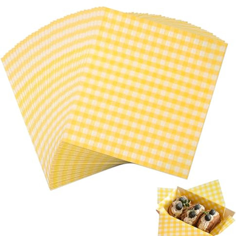 CALLYSONIC 100 Blatt Deli Papierblätter, Backpapier Zuschnitte 18x18cm, Backpapier mit Motiven, Backpapier Weihnachten, Einschlagpapier Lebensmittel, für Sandwich, Pommes Frites, Burger, Kuchen usw