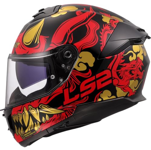 LS2, Casco Moto Integrale STREAM II DRAKO Gloss Black Red, XS