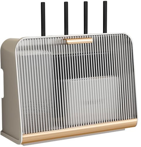 PZPIUGY WiFi Router Aufbewahrungsbox, Router Regal, WiFi Router Aufbewahrungsbox Wandregale, Schwebende Regale Wandmontage, Wandhalterung Kabel Lagerregal(Transparent Panel + beige)