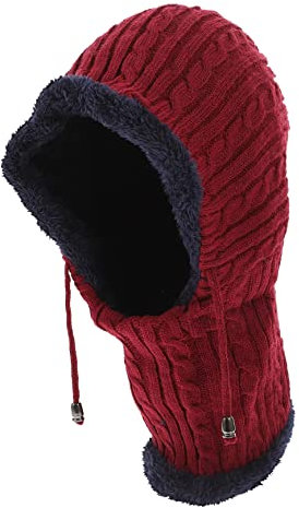 SOIMISS Schalmütze Wintermütze Nackenwärmer Schal Für Herren Damen Gestrickt Rote Winterhalsmütze Outdoor Ski Laufen Radfahren Warm Hält