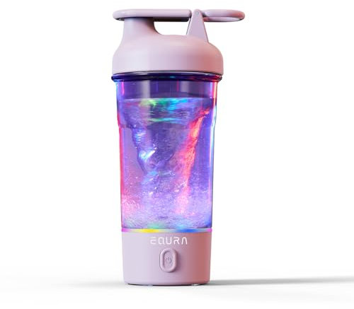 EQURA Electric Shaker Bottle, 25Oz Blender Bottles for Protein Mixes, Portable USB C Rechargeable Pulse Protein Shake Bottle, BPA Free, Colorful Light Base (Pink)