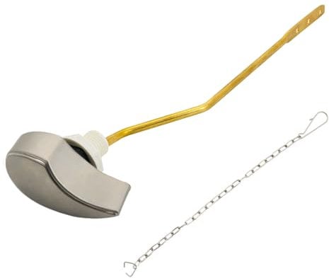 Lychee Light Seitlicher Spülhebel für WC-Spülkasten, kompatibel mit TOTO-WC-Spülgriff, reines Kupfer, ausgestattet mit Hakenkette für WC-Spülstange, Ersatzteil, 1 Stück (gebürstetes Nickel)