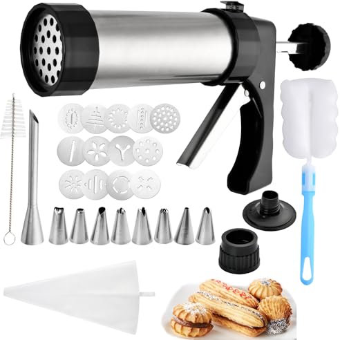 Supkiir Churro Maker Machine Kit, Including Stainless Steel Churro Maker, Churro Piping Tip, Piping Bag, Easy Clean Churreras Para Churros Filler with Clean Brush for Maquina Hacer Churros Mexicanos