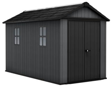Keter Newton 7513 Gartenhaus - Modular, 413x230x246cm, Holzlook, Kunststoff, Doppeltüren, stahlverstärkt