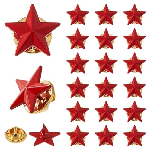 SUPERFINDINGS 24 x Broschennadeln Aus Legierung Mit Stern 1.6cm Roter Stern Anstecknadel Fünfzackige Brosche Pentagramm Anstecknadeln Für Die Gedenkfeier Zum 4. Juli Kostümdekorationen Für Veteranen