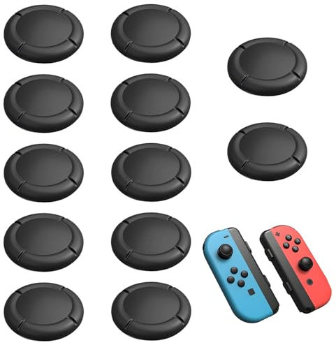 GIONAR 12Pcs Thumb Grips for Nintendo Switch Joy-Co/OLED/Lite, Thumb Grips for Switch Silicone Material, Black Grip Covers, Non-slip, Easy Installation