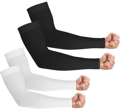 FUGLUS 2 paia Maniche a Braccio - UV Protezione UPF 50+ Manicotto Braccio di Raffreddamento Tatuaggio di Copertina per Uomo Donna Sport Ciclismo Golf