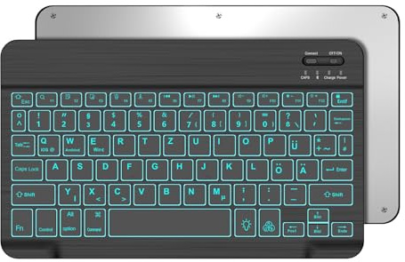 Occtingkind Für 10+ Zoll Tablets Tastaturhülle mit Beleuchtung QWERTZ